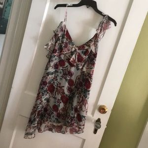 NWT Lavender Brown Silk Ruffle Dress Size S